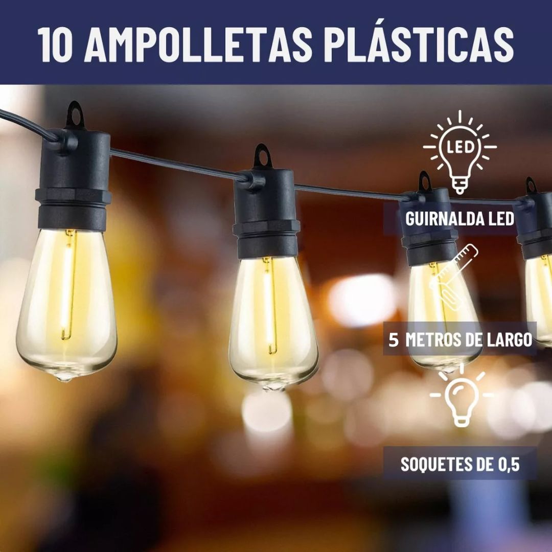 Guirnalda 5 Metros 10 Luces Impermeables